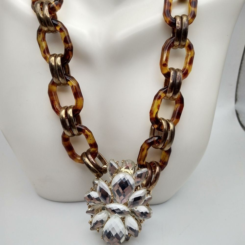 Rhinestone cheetah diva link necklace high‎ fashion N3608